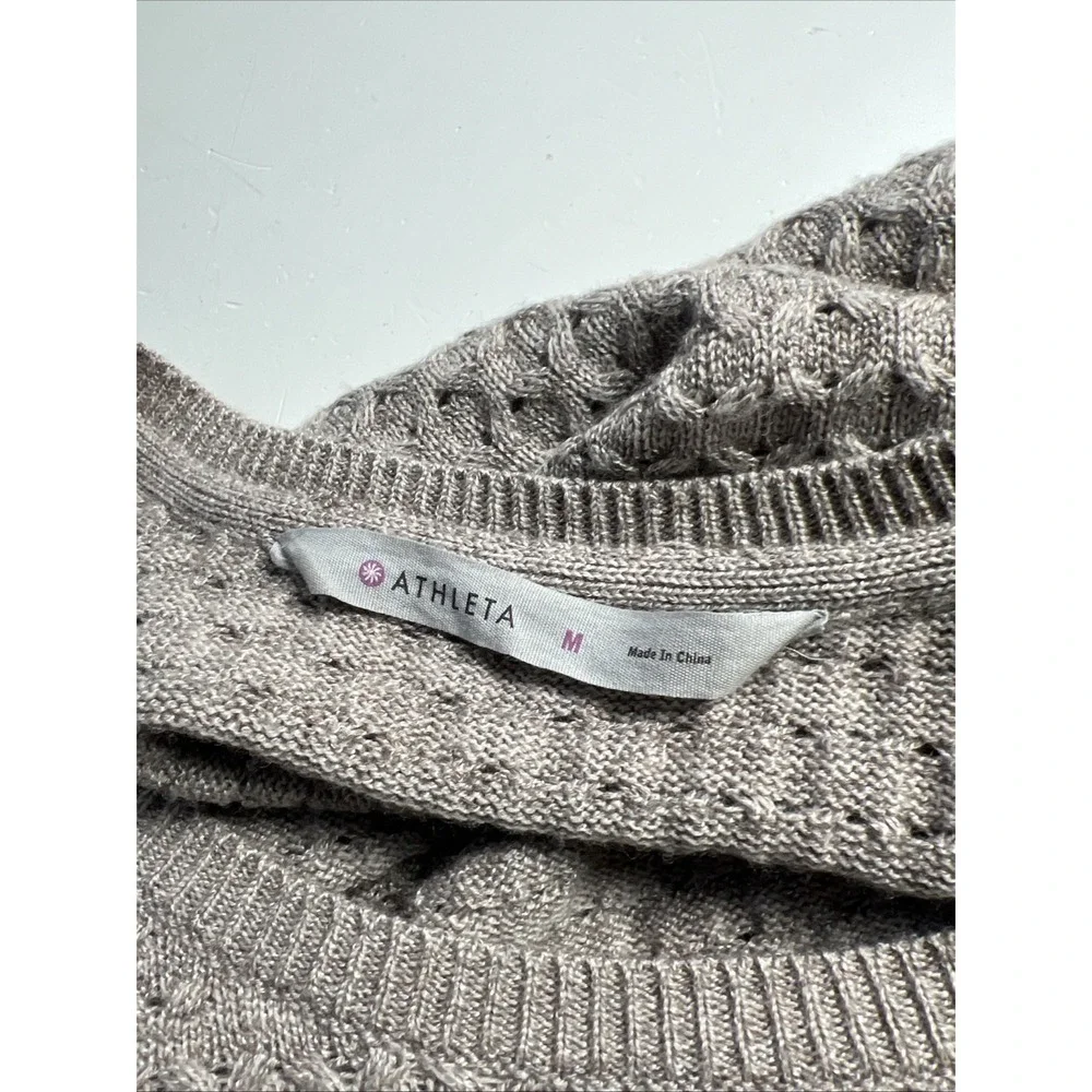 Athleta Wool Knit Tunic Sweater Pullover‎ Light Purple Crewneck Sz M Side Slit